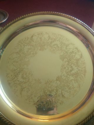 Vintage WM Rogers Silver 4071 Braded Drink Cocktail Party Serving Tray & Plate 2
