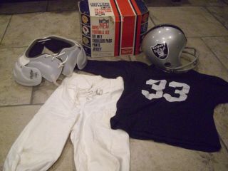 Rare Vintage Rawlings Oakland Raiders Football Kids Set Helmet Jersey Pants Box