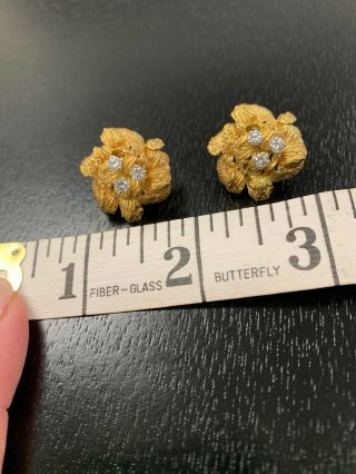 Grosse Germany RARE 18K YELLOW GOLD with DIAMONDS Pierced Earrings Weight 17.  7 G 2