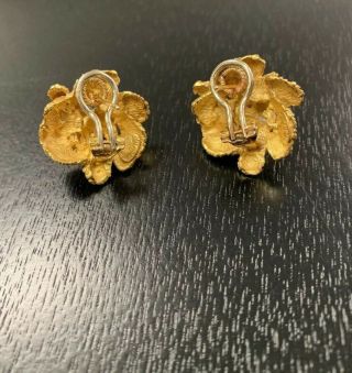 Grosse Germany RARE 18K YELLOW GOLD with DIAMONDS Pierced Earrings Weight 17.  7 G 3