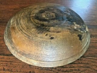 Early Primitive Wooden Turned Out Of Round Dough Bowl With Rim Finish