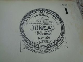 Vintage Plat Maps Book City Of Juneau,  Wi 1926 Map Company Chicago Antique