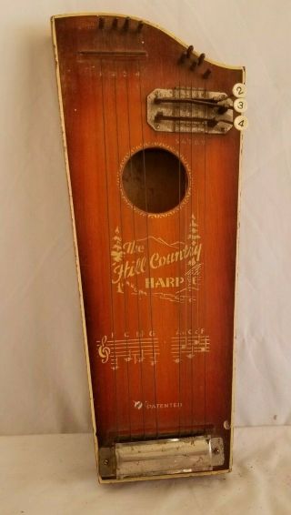 Vintage Rare The Hill Country Lap Harp 9 Strings,  3 Buttons,  18 " By 7 ".