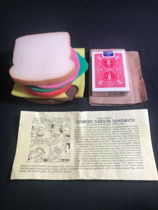 Rare Vintage Magicians Comedy Card In Sandwich By Magiccraft Magic Trick