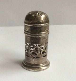 Antique Hallmarked 1920 Solid Silver Pepper Shaker By Henry Williamson Ltd.