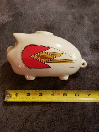Very Rare Harley Davidson Piggy Bank,  White With Gold And Red Logo,  6.  5 Inches