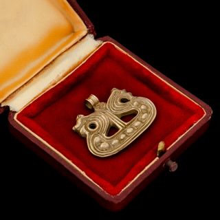 Antique Vintage Art Deco Retro Bronze Viking Norse Dragon Heavy Necklace Pendant