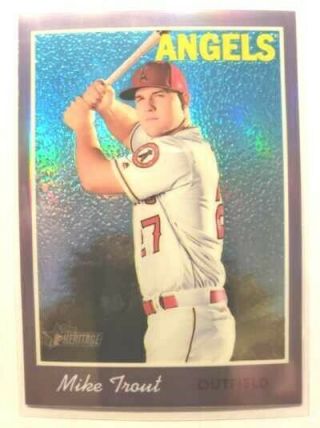 2019 Topps Heritage Mike Trout Purple Parallel Refractor Rare Angels