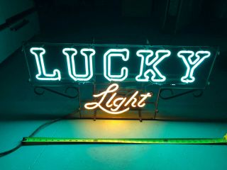 Rare Neon Lighted Beer Light Sign " Lucky Light " Franceformer; Fast S&h