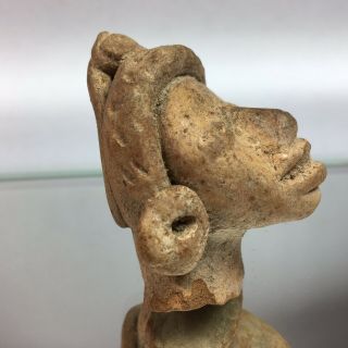 Ancient Pre - Columbian Aztec Inca Maya Pottery Fragment Terra Cotta Face Female