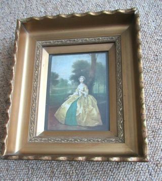 A Unusual Antique Vintage Picture Photo Frame With Print Of A Lady