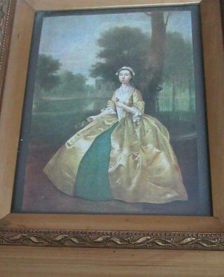 A UNUSUAL ANTIQUE VINTAGE PICTURE PHOTO FRAME WITH PRINT OF A LADY 2