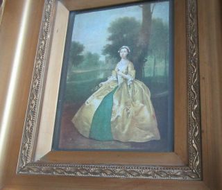 A UNUSUAL ANTIQUE VINTAGE PICTURE PHOTO FRAME WITH PRINT OF A LADY 3