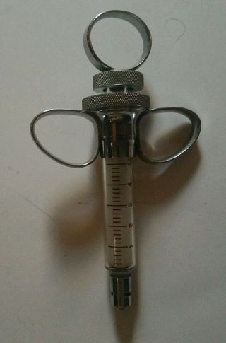 Antique Medical Syringe Vintage 5cc Hypodermic Needle Anesthetic