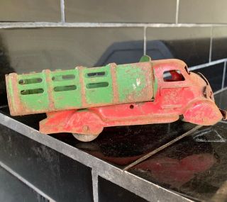 Early Red Tipper Truck Van Car Vintage Tin Toy Rare