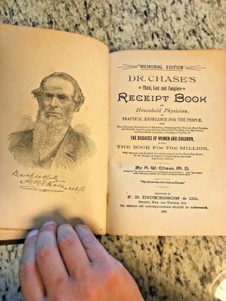 1890 Antique Medical Book " Dr.  Chase 