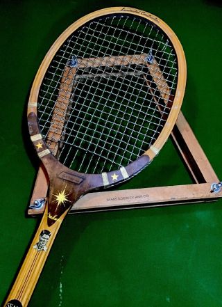 Rare Vintage Ted Williams Picture Wood Tennis Racket W/ Press Sears Model
