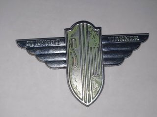 Vintage Stewart Warner Wings Emblem Badge Street Rod Embossed Stainless Steel