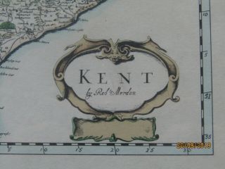 Framed vintage map of Kent by Robert Morden 2