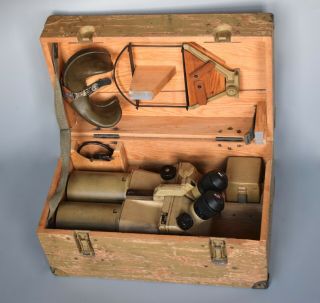 Rare Wwii German 10x80 Flak Binoculars Wooden Transit Box Flakfernrohr Tan Dak