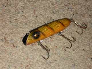 Vintage South Bend Bass - Oreno Wood 3.  75 " Fishing Lure - Perch Scale