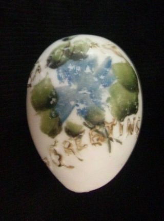 Vintage Antique Blown Milk Glass Embossed " Easter Greeting " Egg