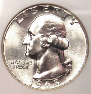 1963 Washington Quarter 25c - Certified Ngc Ms67 - Rare In Ms67 - $1,  200 Value