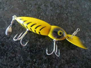 Vintage Texas Whopper Stopper Hellbender - Yellow & Black 2 - 4 1/4 Inch