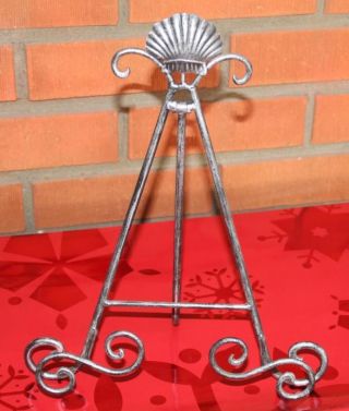 14 " Tall Silver & Black Iron Display Stand Pictures,  Plates,  Cookbooks Home Decor