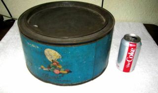 Large Vintage Antique Candy Advertising Tin Thinshell Candies Chicago Ill