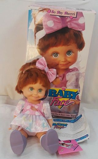 Vintage Baby Face Doll " So Shy Sherri " Galoob And Magic Heart Message