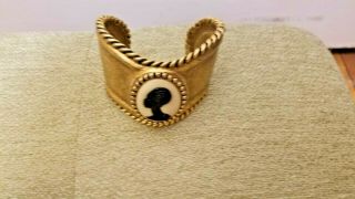Rare Vintage Coreen Simpson Black Cameo Cuff Bracelet 100 Authentic