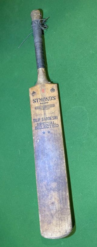 Rare Vintage Symonds Signature Dilip Sardesai Wood Willow Cricket Bat India