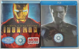 Iron Man Ultimate Edition Blu Ray,  Dvd 2 Disc Set & Rare Oop Slipcover Sleeve