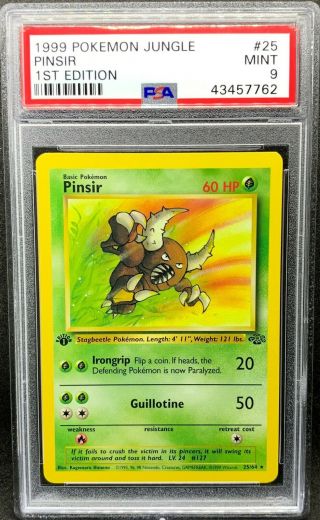 Psa 9 Pokemon 1999 1st Edition Jungle Pinsir Card Wotc 25/64