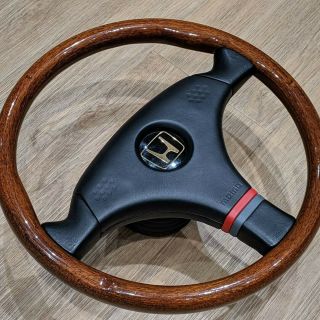 Rare Oem Honda Access Wooden Steering Wheel Momo Civic Crx Sir Edm Jdm Ef9 Ee8