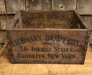 Rare Vintage Liebmann Breweries Brooklyn York Advertising Wooden Crate
