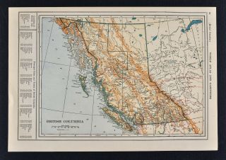 1917 Poates Map - British Columbia Vancouver Nanaimo Canada Juneau Sitka Alaska