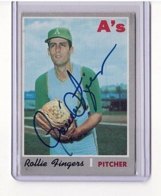 Rollie Fingers Signed 1970 Topps Baseball Card 502 Rare Autograph With Jsa