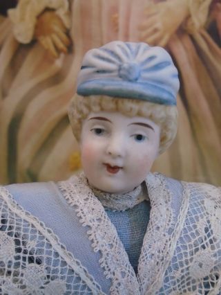 Antique c1900’s German All Bisque Mignonette doll with rare blue boots 2