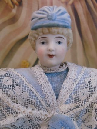Antique c1900’s German All Bisque Mignonette doll with rare blue boots 3