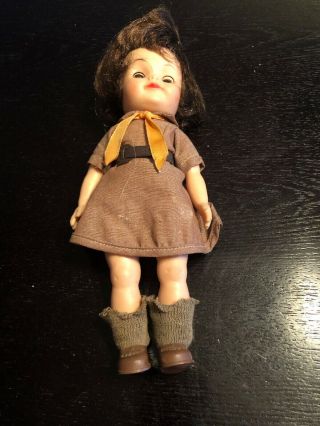 Effanbee Doll 1965 Brownie Girl Scout 9 " With Uniform Sleep Eye