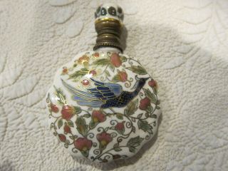 Rare Antique Perfume Bottle With Gorgeous Etching Of Birds