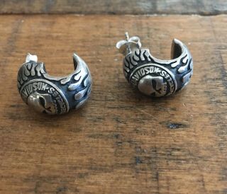 Extremely Rare Harley Davidson Willie G Flames Mod.  925 Sterling Silver Earring