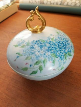 Limoges Antique Hand Painted France Porcelain Powder Jar Box Jewelry Holder