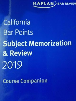 Rare 2019 2020 Kaplan Bar California Ca Bar Points Subject Memorization Newest