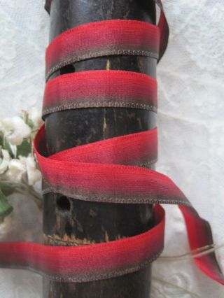 VINTAGE FRENCH RED OMBRE RIBBON TRIM 3 YARDS 2
