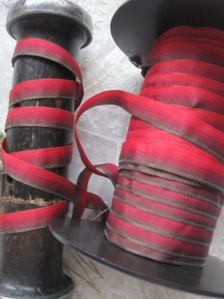 VINTAGE FRENCH RED OMBRE RIBBON TRIM 3 YARDS 3