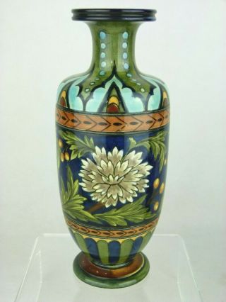 A Rare Doulton Lambeth Faience Arts & Crafts Vases by Minna L Crawley. 3