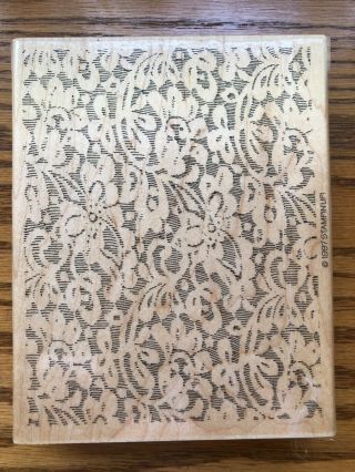 Stampin’ Up Antique Lace Dloral Design Wood Mounted Rubber Stamp C3g